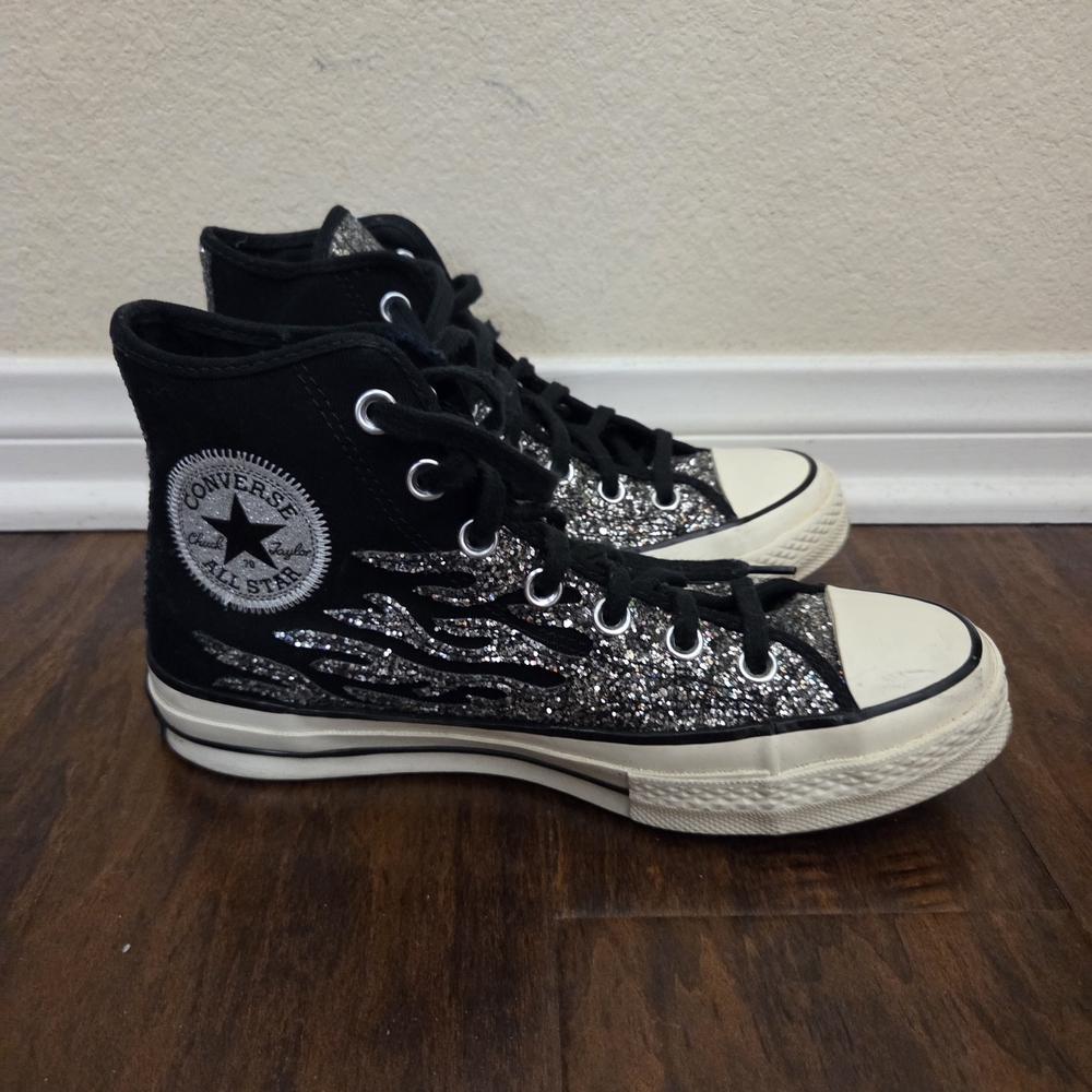 Converse Black and Silver High-Top Sneakers